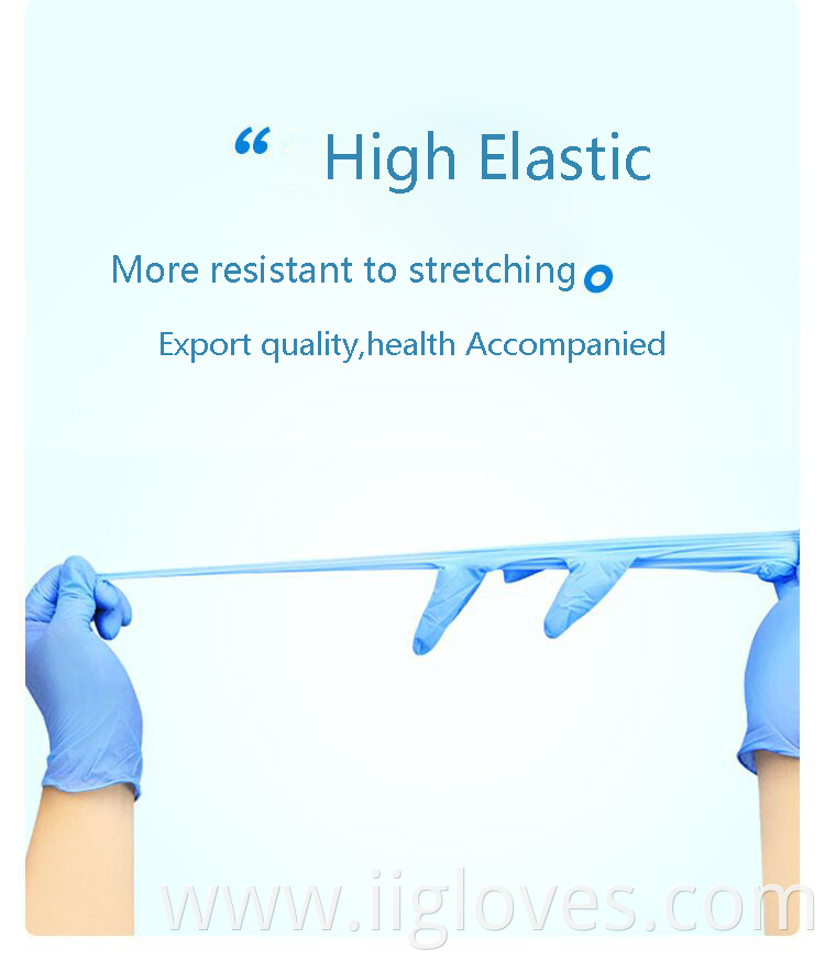 Blue Nitrile Gloves Powder Free Wear-resisting Oil Resistant Waterproof Food Production Synthetic Blend Cleaning Works Gloves